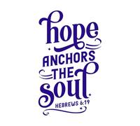 Hope Anchors The Soul Hebrews Bible Verse Calligraphy Vinyl Wall Stickers 57.6x95.8cm Window Decals DarkBlue