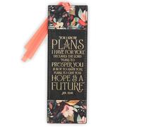 Hope and a Future Midnight Botanical Faux Leather Bookmark - Jeremiah 29:11