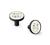 Hope and Pray Inspire Quote Cabinet Knobs and Wall Hooks, 6 Pack Modern Drawer Pulls with Black-Style-3 Base, Solid Zinc Alloy Handles for Kitchen, Bathroom, Dresser