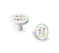 Hope and Pray Inspire Quote Cabinet Knobs and Wall Hooks, 6 Pack Modern Drawer Pulls with White-Style-3 Base, Solid Zinc Alloy Handles for Kitchen, Bathroom, Dresser
