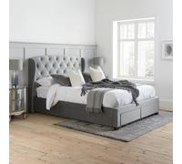 Hope Bed - Grey Velvet Fabric - Sizes Available