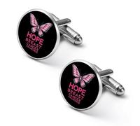 Hope Breast Cancer Awareness Shirt Cufflinks for Men Cuff Links Tie Father Husband Wedding Business 2.0cm