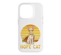 Hope Cat Cornish Rex Yellow Ribbon Childhood Cancer Support Case for iPhone 14 Pro