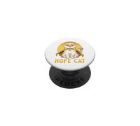 Hope Cat Scottish Fold Yellow Ribbon Childhood Cancer Help PopSockets Adhesive PopGrip