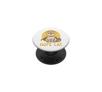 Hope Cat Siberian Yellow Ribbon Childhood Cancer Awareness PopSockets Adhesive PopGrip