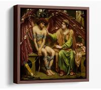 Hope Comforting Love in Bondage, 1901 Artist Sidney Harold Meteyard Canvas Floater Frame Square Print Picture Art - Walnut Frame 12 inch wide x 12 inch high