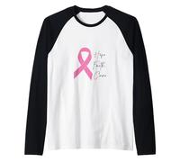 Hope Faith Cure Pink Breast Cancer Awareness Ribbon Raglan Baseball Tee