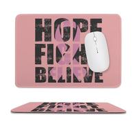 Hope Fight Believe - Breast Cancer Mouse Pad Waterproof Ultra-Thin Non-Slip Rubber Base Square Mouse Mat Gaming Mousepad 7.9"x9.4"