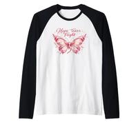 Hope Fight Pink Ribbon Breast Cancer Shirt Raglan Baseball Tee