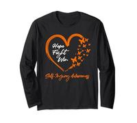 Hope Fight Win Self-Injury Awareness Orange Ribbon Message Long Sleeve T-Shirt