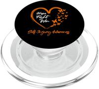 Hope Fight Win Self-Injury Awareness Orange Ribbon Message PopSockets PopGrip for MagSafe