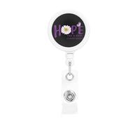 Hope for A Cure Alzheimer's Awareness Flower Retractable Badge Holder Bulk ConvenientBadge Reels Badge Clip for NurseTeacher Student Office Staff Name Tag