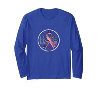 Hope for A Cure Cancer Awareness Ribbon Support Long Sleeve T-Shirt, Adult Unisex, Royal Blue, XL