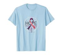 Hope for A Cure Cancer Awareness Ribbon Support T-Shirt, Men, Baby Blue, 3XL