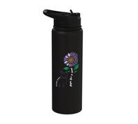 Hope for a Cure cat Sunflower Flower Rett Syndrome Stainless Steel Insulated Water Bottle