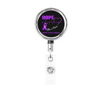 Hope for A Cure Domestic Violence Awareness Heavy Duty Metal Badge Holder Reel, Retractable Badge Holder with Belt Clip for Key Name Card Holder Employee Teacher