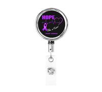 Hope for A Cure Epilepsy Awareness Heavy Duty Metal Badge Holder Reel, Retractable Badge Holder with Belt Clip for Key Name Card Holder Employee Teacher