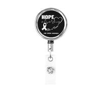 Hope for A Cure Lung Cancer Awareness Heavy Duty Metal Badge Holder Reel, Retractable Badge Holder with Belt Clip for Key Name Card Holder Employee Teacher