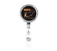 Hope for A Cure Multiple Sclerosis Awareness Heavy Duty Metal Badge Holder Reel, Retractable Badge Holder with Belt Clip for Key Name Card Holder Employee Teacher
