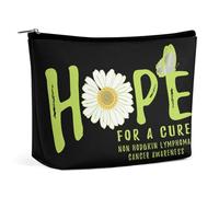 Hope for A Cure Non Hodgkin Lymphoma Cancer Awareness Flower Cosmetic Bag Travel Portable Makeup Bag Large Capacity Toiletry Bag Women Storage Bags-3