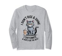 Hope for The Best Coffee Cat Morning Caffeine Lover Grumpy Long Sleeve T-Shirt
