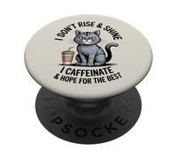 Hope For The Best Coffee Cat Morning Caffeine Lover Grumpy PopSockets Adhesive PopGrip