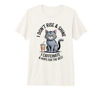 Hope for The Best Coffee Cat Morning Caffeine Lover Grumpy Premium T-Shirt