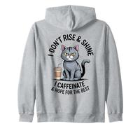 Hope For The Best Coffee Cat Morning Caffeine Lover Grumpy Zip Hoodie