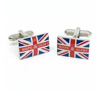 Hope & Glory Cufflinks - Onyx Art CK704 British Flag UK Union Jack In Premier Life Packaging