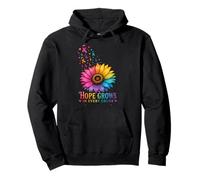 Hope Grows In Every Color Cancer Ribbon Flower Pullover Hoodie