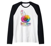 Hope Grows in Every Color Cancer Ribbon Flower Raglan Baseball Tee