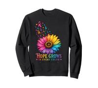 Hope Grows In Every Color Cancer Ribbon Flower Sweatshirt