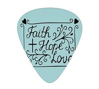 Hope Guitar Picks Picks 12 Pack with Thin Box,Hand Lettering ArchaicHope Love Quote with Floral Arrangement Hearts,Special Guitar Plectrums Gift Set for Guitarist,Pale Blue and Black