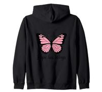 Hope Has Wings Pink Butterfly Inspirational Quote Zip Hoodie