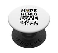 Hope Heals Love Wins - Lung cancer awareness PopSockets Adhesive PopGrip