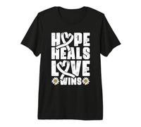Hope Heals Love Wins - Lung Cancer Awareness Premium T-Shirt