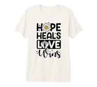 Hope Heals Love Wins - Lung Cancer Awareness Premium T-Shirt