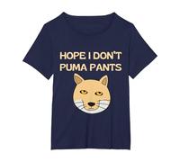 Hope I Don't Puma Pants Funny Quote Wild Cat Pun T-Shirt, Women's Plus, Navy Blue, 1X