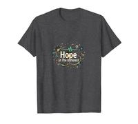 Hope in The Darkness Oncology Nurse Inspirational Gift T-Shirt, Men, Dark Heather Grey, 6XL