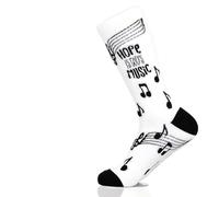 Hope Is Gods Music, Fancy Colorful Cotton Comfy Novelty Funny Dress Socks Unisex, JUST BECAUSE Patterned Cool Design Gift, Women's 10-12.5, Men's 8.5-13, Unisex 41-46