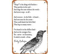 Hope is the thing with feathers' Emily Dickinson Inspirational Poem Poster Vintage Metal Sign Tin Sign 8x12 Inches