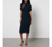 Hope & Ivy Ciara Embroidered Chiffon Pencil Midi Dress