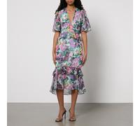 Hope & Ivy Hattie Frill Floral-Print Chiffon Midi Dress - UK 8
