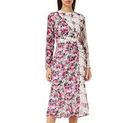Hope & Ivy The Doroty Contrast Print Midi Dress with Asymmetrical Cut Out and Side Split Pink/White