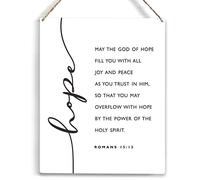 Hope May The God Bible Verse Wood Sign Rustic Romans 15:13 Christian Wooden Hanging Plaque For Home Office Wall Art Decoration Present 12x8 Inches