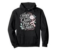 Hope Never Quits Pink Never Fades Floral Ribbon Pullover Hoodie