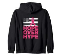 Hope Over Hype Breast Cancer Awareness Month Ribbon Zip Hoodie