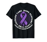 Hope Pancreatic Cancer Awareness Purple Ribbon Messy Bun T-Shirt
