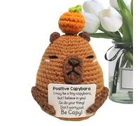 Hope Plush Set, Crochet Capybara Companion, System Handmade Use, Knitted Animal Figure Design, Inspirational Card Display Craft, Bedroom Desk Bedside Home Decor Gift Positive Mood Purpose