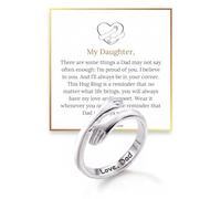 Hope Rings Dad and Daughter Hug Ring, Adjustable Stainless Steel | Engraved “Love, Dad” inside the band, father to daughter gift, 304 stainless steel, adjustable open fit, gift box and card